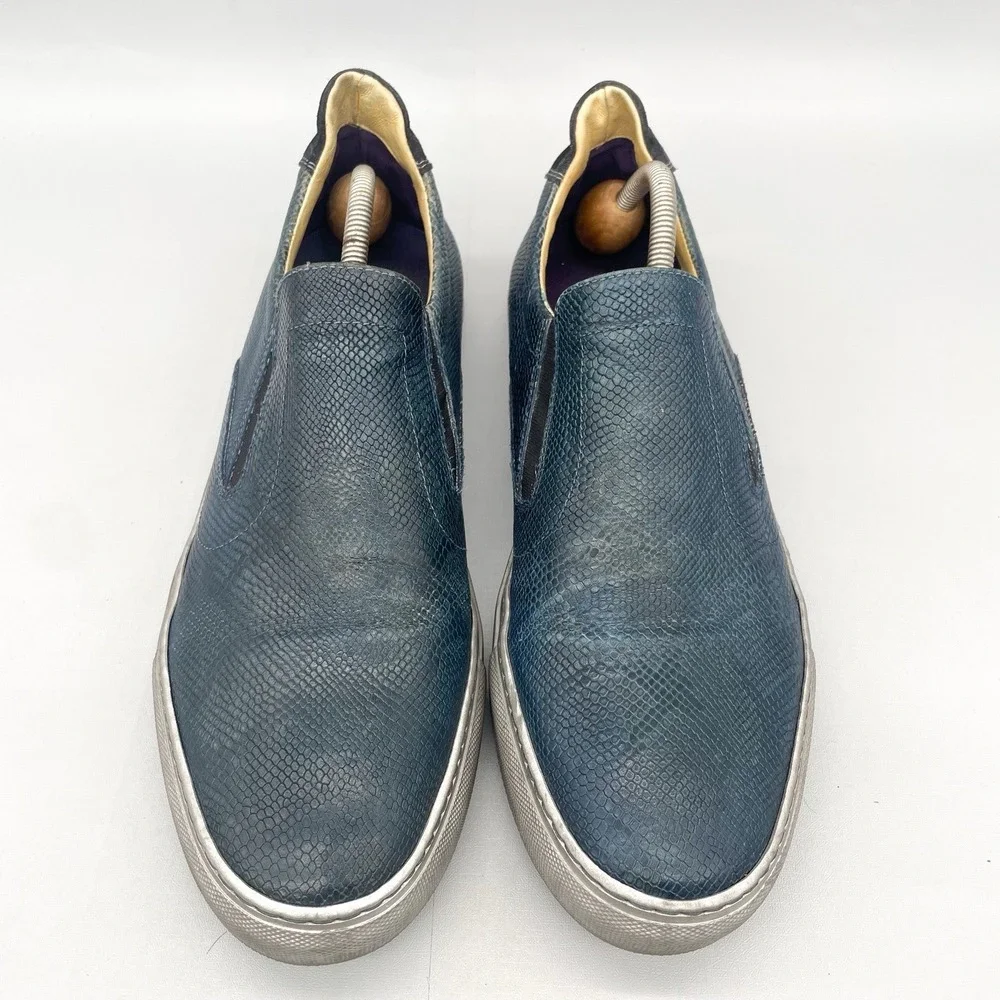 Robert‎ Graham Mens 44 11 Rolo Slip On Sneakers Shoes Blue Snake Leather Casual